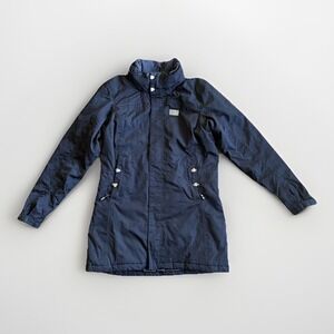 Helly Hansen Coat Womens Large Black Floral Jacquard Mid Length Zip Parka